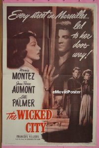 B136 WICKED CITY one-sheet movie poster '50 Maria Montez, Aumont