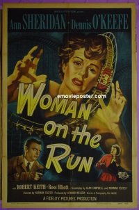#9968 WOMAN ON THE RUN 1sh '50 Ann Sheridan 