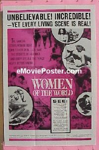 Q895 WOMEN OF THE WORLD one-sheet movie poster '63 weird sex!
