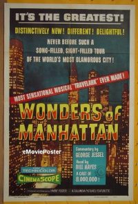 #602 WONDERS OF MANHATTAN 1sh '56 tribute! 