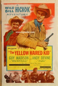 Q907 YELLOW HAIRED KID one-sheet movie poster '52 Guy Madison