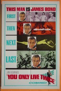 #619 YOU ONLY LIVE TWICE teaser 1sh '67 Bond 
