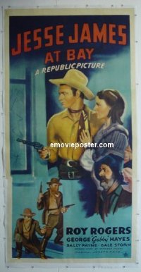M225 JESSE JAMES AT BAY linen three-sheet movie poster '41 Roy Rogers