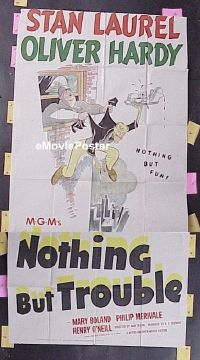 #255 NOTHING BUT TROUBLE 3sh '45 Laurel&Hardy 