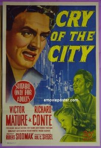 #6320 CRY OF THE CITY Aust 1sh '48 film noir 
