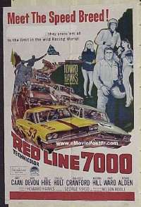 t129 RED LINE 7000 Aust one-sheet movie poster '65 car racing, James Caan