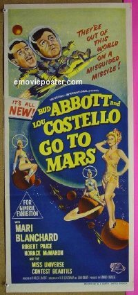 t154 ABBOTT & COSTELLO GO TO MARS Australian daybill movie poster '53