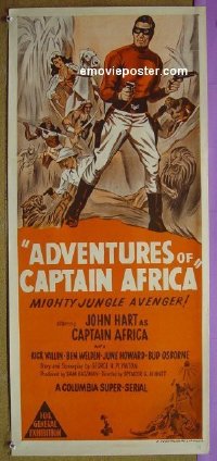 p021 ADVENTURES OF CAPTAIN AFRICA Australian daybill movie poster '55 serial