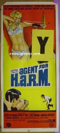 p024 AGENT FOR HARM Australian daybill movie poster '66 Mark Richman