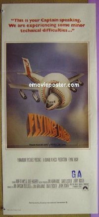 p025 AIRPLANE Australian daybill movie poster '80 Bridges, Flying High!