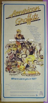 #1062 AMERICAN GRAFFITI Aust daybill '73 George Lucas teen classic, it was the time of your life!