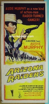 p063 ARIZONA RAIDERS Australian daybill movie poster '65 Audie Murphy