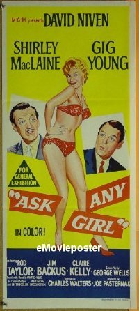 #196 ASK ANY GIRL daybill R60s sexy Shirley MacLaine