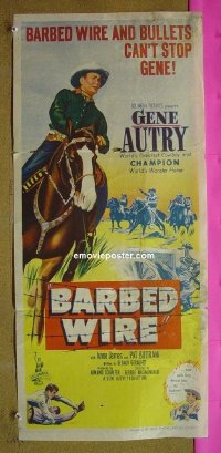 K241 BARBED-WIRE Australian daybill movie poster '52 Gene Autry, western