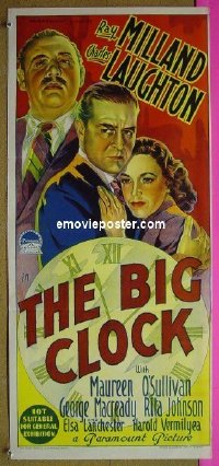 t176 BIG CLOCK Australian daybill movie poster '48 film noir, Milland