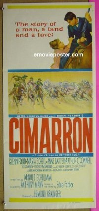 K316 CIMARRON Australian daybill movie poster '60 Anthony Mann,Glenn Ford