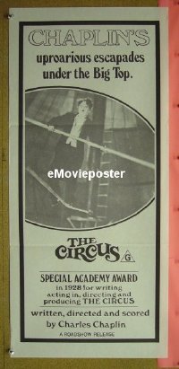 K319 CIRCUS Australian daybill movie poster R70s Charlie Chaplin classic