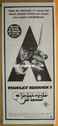t202 CLOCKWORK ORANGE Australian daybill movie poster R70s Stanley Kubrick