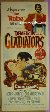 K375 DEMETRIUS & THE GLADIATORS Australian daybill movie poster '54 Mature
