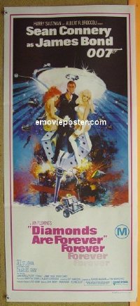 K378 DIAMONDS ARE FOREVER Australian daybill movie poster '71 Connery