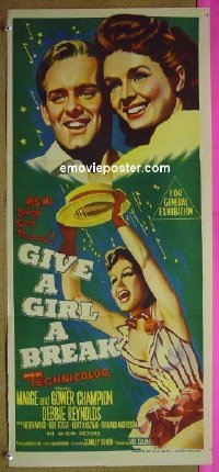 #6728 GIVE A GIRL A BREAK Aust daybill '53 great art of Gower Champion and Debbie Reynolds!