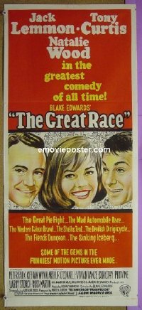 K485 GREAT RACE Australian daybill movie poster '65 Curtis, Lemmon