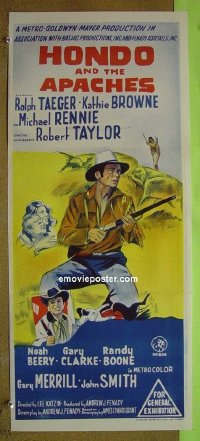 K512 HONDO & THE APACHES Australian daybill movie poster '67 Ralph Taeger