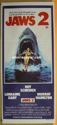 #8848 JAWS 2 Aust daybill 78 Scheider, sharks 