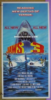 #1602 JAWS 3-D Aust DB '83 cool shark image!