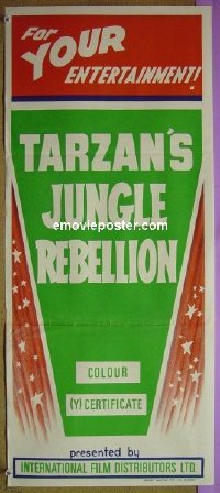 #2040 TARZAN'S JUNGLE REBELLION stock Aust daybill 1970 Ron Ely