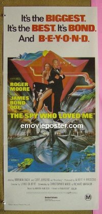 #7010 SPY WHO LOVED ME Aust daybill R80s great art of Roger Moore as James Bond 007 by Bob Peak!