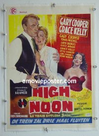 #2699 HIGH NOON linen Belgian R54/55 art of Gary Cooper w/gun, Grace Kelly!