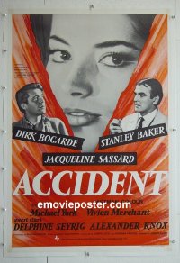 #2649 ACCIDENT paperbacked English one-sheet '67 Bogarde