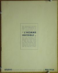 #161 INVISIBLE MAN Belgian exhibitor's book 