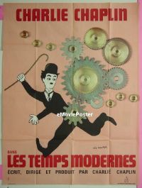 #216 MODERN TIMES French 1P R70s C. Chaplin 