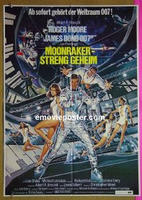 t687 MOONRAKER German movie poster R80s Roger Moore as Bond