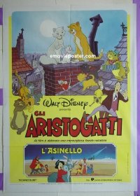 #1058 ARISTOCATS/SMALL ONE Italian 1p '86 cool Disney double-bill, great image!