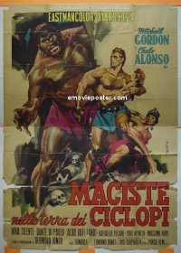 d308 ATLAS AGAINST THE CYCLOPS Italian two-panel movie poster '61 fantasy!