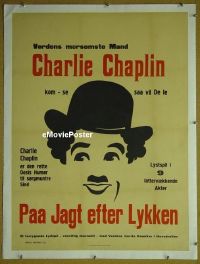 #006 PAA JAGT EFTER LYKKEN Danish 1930s great different art of Charlie Chaplin as the Tramp