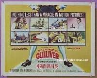 z014 3 WORLDS OF GULLIVER half-sheet movie poster '60 Ray Harryhausen