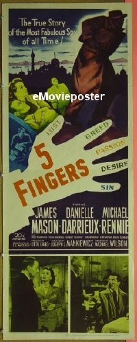 #416 5 FINGERS insert '52 James Mason 