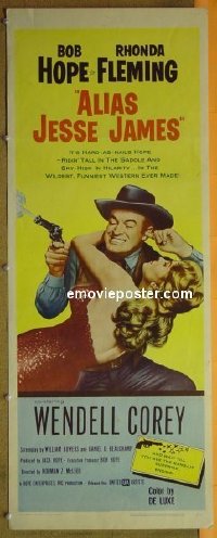 a025 ALIAS JESSE JAMES insert movie poster '59 Bob Hope, Fleming