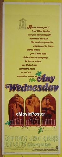 a044 ANY WEDNESDAY insert movie poster '66 Jane Fonda, Robards