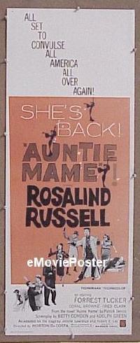 a055 AUNTIE MAME insert movie poster '58 Rosalind Russell
