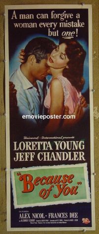#7020 BECAUSE OF YOU insert '52 Loretta Young 
