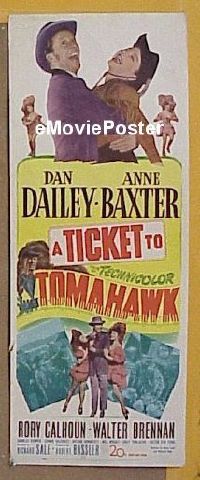 #135 TICKET TO TOMAHAWK insert 1950 great images of wacky Dan Dailey & pretty cowgirl Ann Baxter!