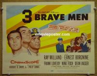 #9012 3 BRAVE MEN Title Lobby Card '57 Ray Milland, Borgnine