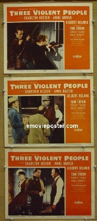 #7049 3 VIOLENT PEOPLE 3 LCs '56 Heston 