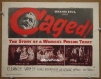 K071 CAGED title lobby card '50 Eleanor Parker, Agnes Moorehead