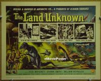 f025 LAND UNKNOWN title lobby card '57 dinosaurs, sci-fi!